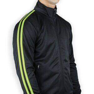 Men's Track Full-Zip Athletic Jogging Top, Black/Lime